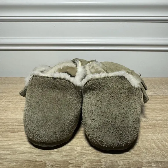 Birkenstock London Shearling Taupe Size 42 Fuzzy Excellent Condition
