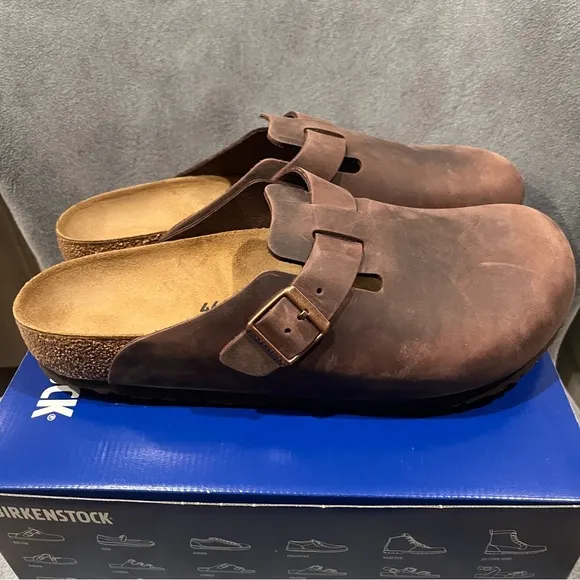 Birkenstock Men's Boston Clogs Oiled Leather Habana Size 46 EU 13 US