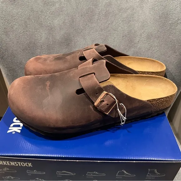Birkenstock Men's Boston Clogs Oiled Leather Habana Size 46 EU 13 US