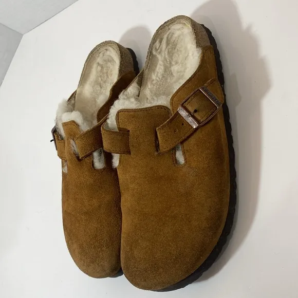 Birkenstock Pre-Owned Unisex Boston Suede Leather Shearling Fur Clog Size 39