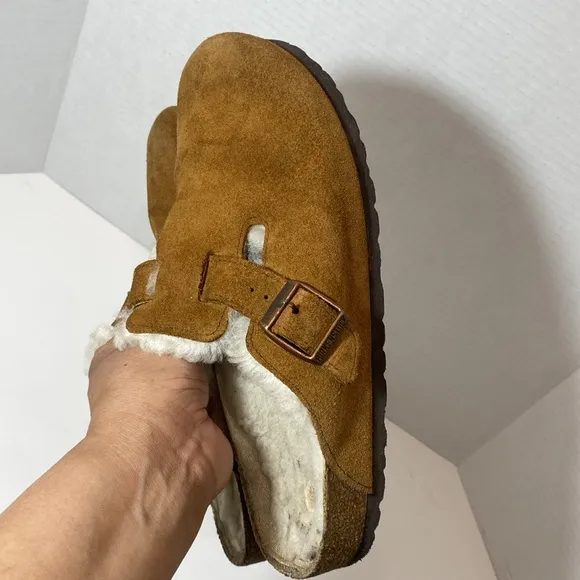 Birkenstock Pre-Owned Unisex Boston Suede Leather Shearling Fur Clog Size 39
