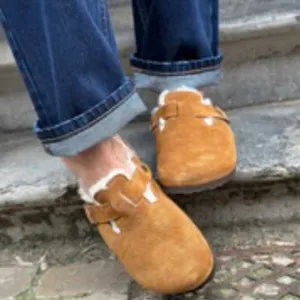 Birkenstock Pre-Owned Unisex Boston Suede Leather Shearling Fur Clog Size 39