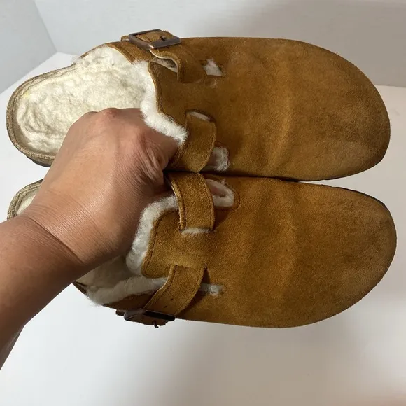 Birkenstock Pre-Owned Unisex Boston Suede Leather Shearling Fur Clog Size 39