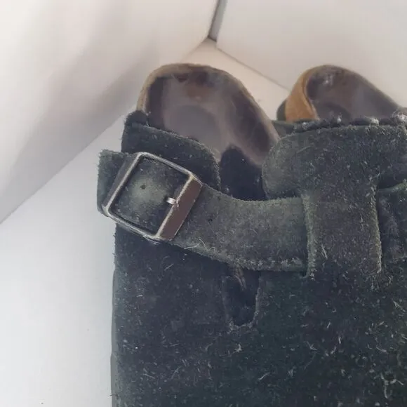 Birkenstock Shoes Womens 37 Boston Shearling Lined Mules Clogs Dark Green Suede