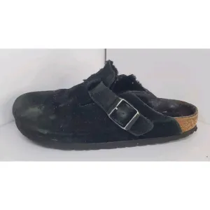 Birkenstock Shoes Womens 37 Boston Shearling Lined Mules Clogs Dark Green Suede