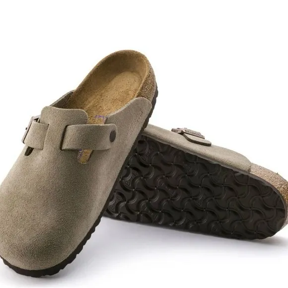 Birkenstock Tan Clogs with Cork Footbed and Adjustable Strap
