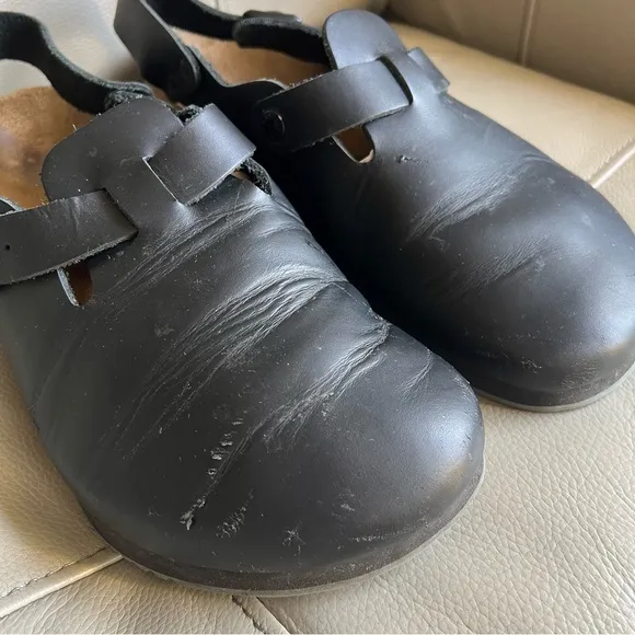 Birkenstock Tokio Leather Black Supergrip Men’s Clogs Sz 46 US 13 - 13.5 Comfort