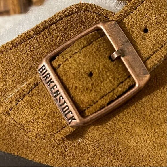 Birkenstock Tan Suede Mules with Cutout Design