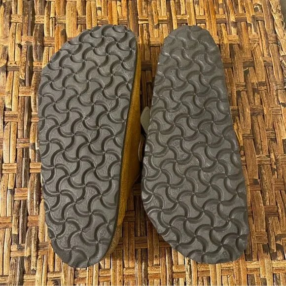 Birkenstock Tan Suede Mules with Cutout Design
