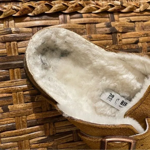Birkenstock Tan Suede Mules with Cutout Design