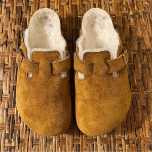 Birkenstock Tan Suede Mules with Cutout Design