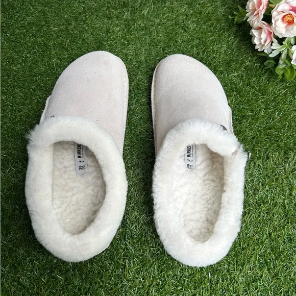 BirkenstockZermatt Premium Shearling Clogs Antique White/Natural Sz38 US 7-7.5