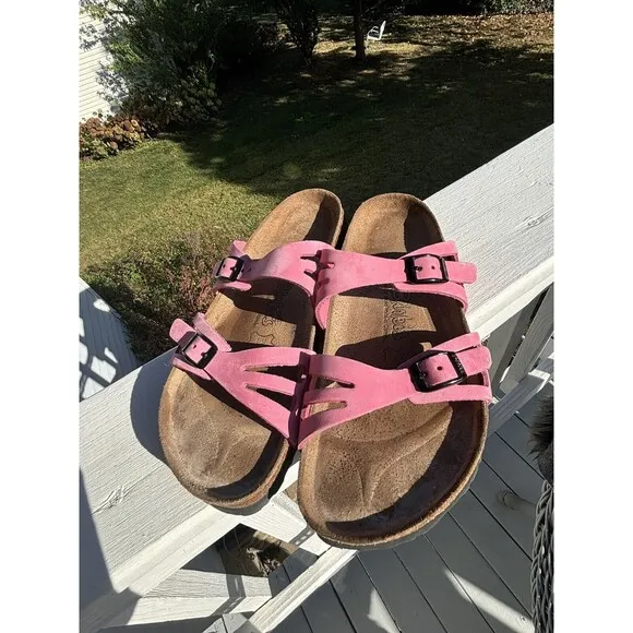 Birkis 39 by Birkenstock Women's Pink  Slip-On Slide Sandal Size 8