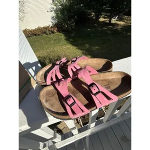 Birkis 39 by Birkenstock Women's Pink  Slip-On Slide Sandal Size 8