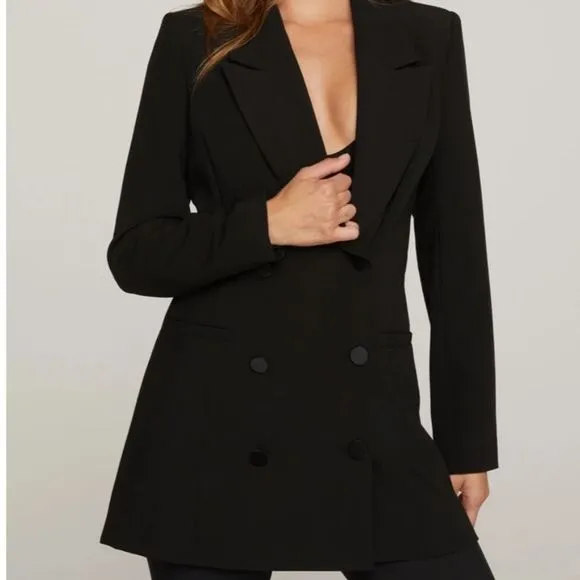 Black Blazer Dress Boyfriend Style Fitted size 3 Large 10-12 Good American NWT