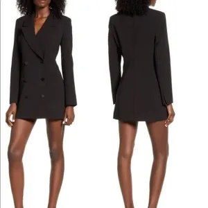 Black Blazer Dress Boyfriend Style Fitted size 3 Large 10-12 Good American NWT