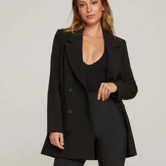 Black Blazer Dress Boyfriend Style Fitted size 3 Large 10-12 Good American NWT