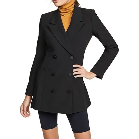 Black Blazer Dress Boyfriend Style Fitted size 3 Large 10-12 Good American NWT