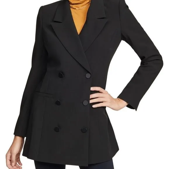 Black Blazer Dress Boyfriend Style Fitted size 3 Large 10-12 Good American NWT