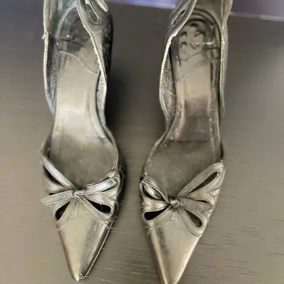 Black Laser Cut Italian Kitten Heels - Size 5.5