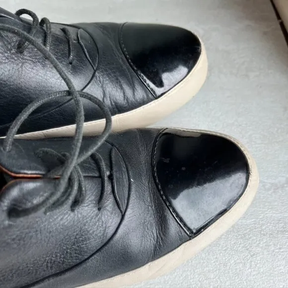 Black Leather Cap Toe FitFlop Tassel Sneaker oxfords EU 41.5