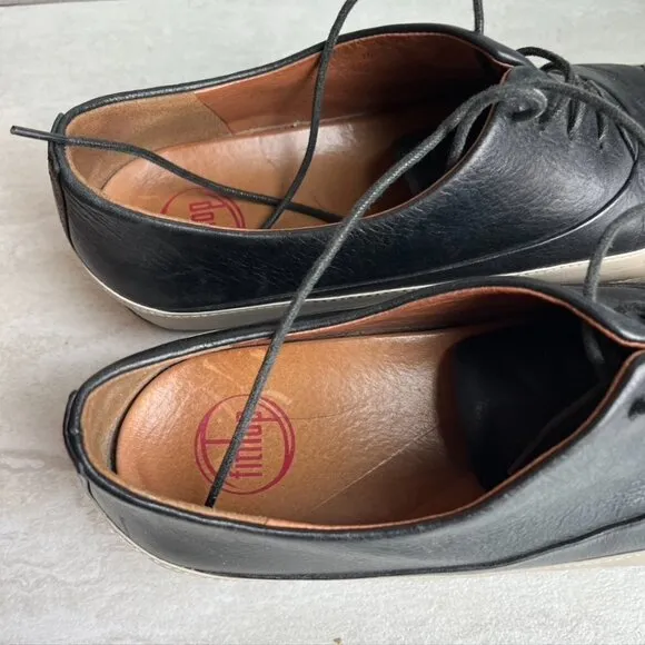 Black Leather Cap Toe FitFlop Tassel Sneaker oxfords EU 41.5