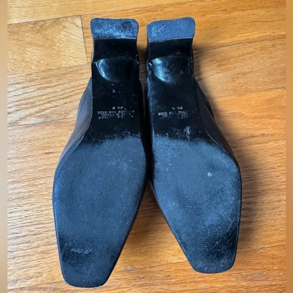 Black Leather Heeled Mules