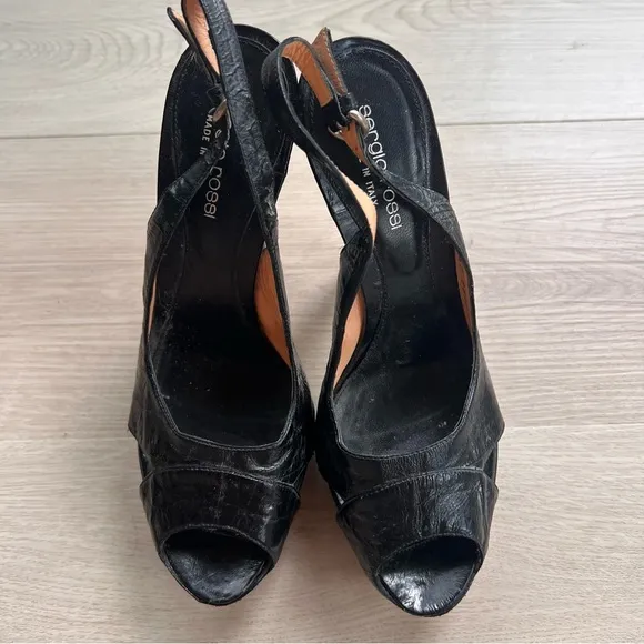 Black leather slingback Sergio Rossi Heel