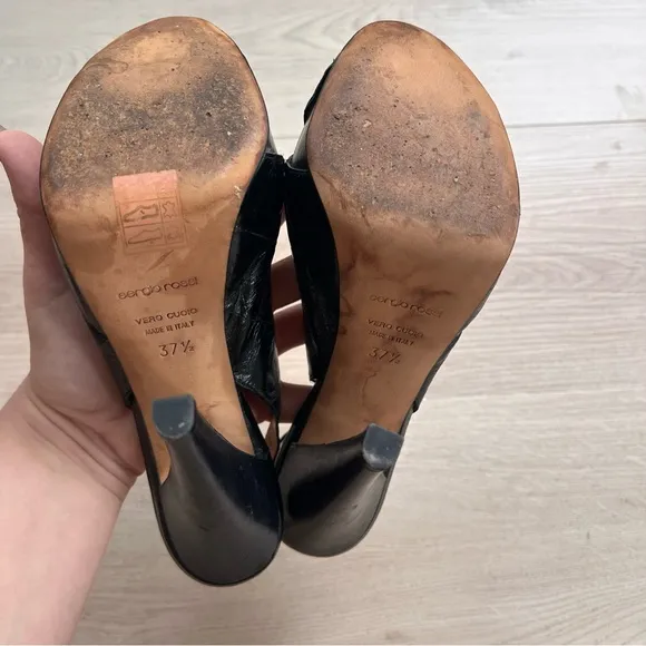 Black leather slingback Sergio Rossi Heel