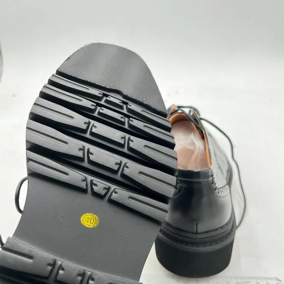 Black Stylish Closed Cap Toe Low Heel Derby Oxfords Lace-Up Comfort Casual Shoes