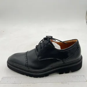 Black Stylish Closed Cap Toe Low Heel Derby Oxfords Lace-Up Comfort Casual Shoes
