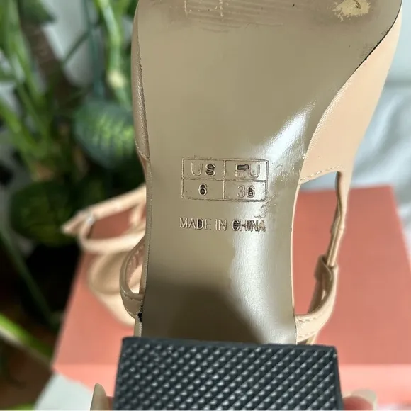 Black toe square heel kitten slingback heels tan