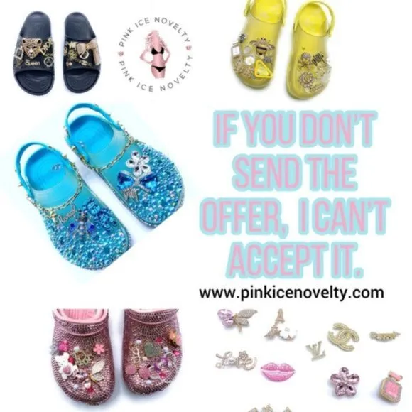 Bling PINK Rhinestones Studded Customized in White Clogs Adults