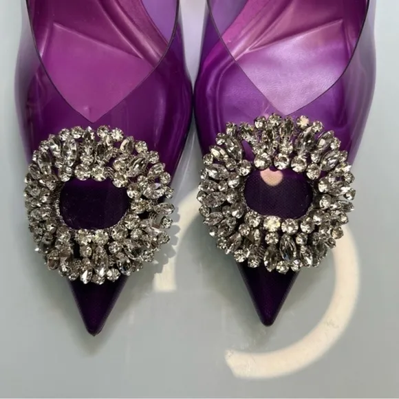 Blogger Trending Favorite Zara Embellished Vinyl Slingback Heels Rhinestones NWT