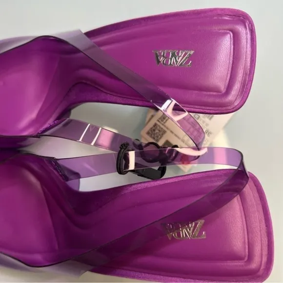 Blogger Trending Favorite Zara Embellished Vinyl Slingback Heels Rhinestones NWT