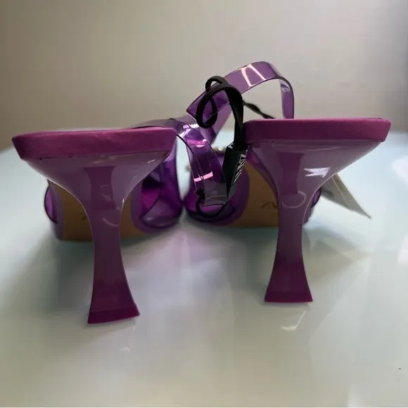 Blogger Trending Favorite Zara Embellished Vinyl Slingback Heels Rhinestones NWT
