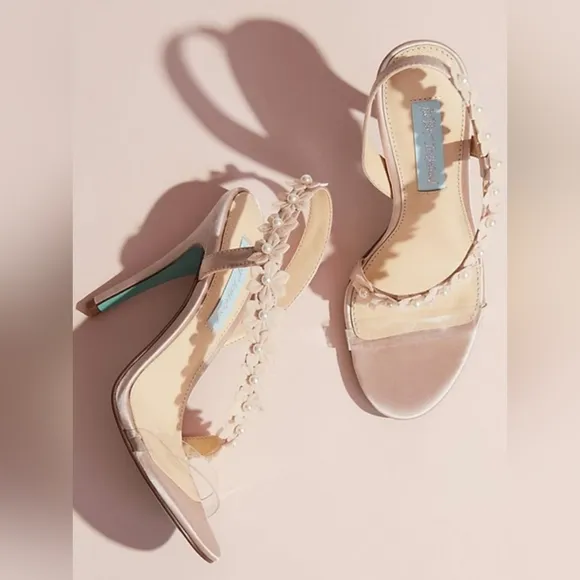 Blue By Betsey Johnson Floral Applique Cross-Strap Slingback Heels 9