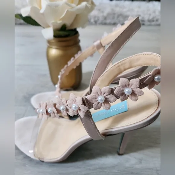 Blue By Betsey Johnson Floral Applique Cross-Strap Slingback Heels 9