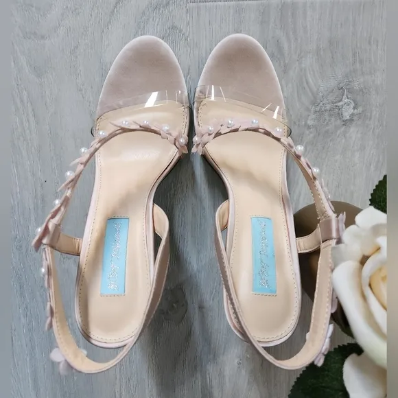 Blue By Betsey Johnson Floral Applique Cross-Strap Slingback Heels 9