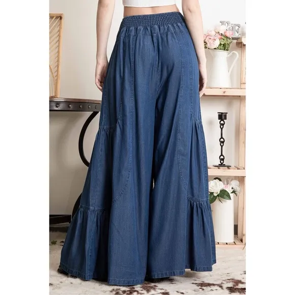Blue Velvet Dark Wash Ultra Wide Leg Denim Pull Ons