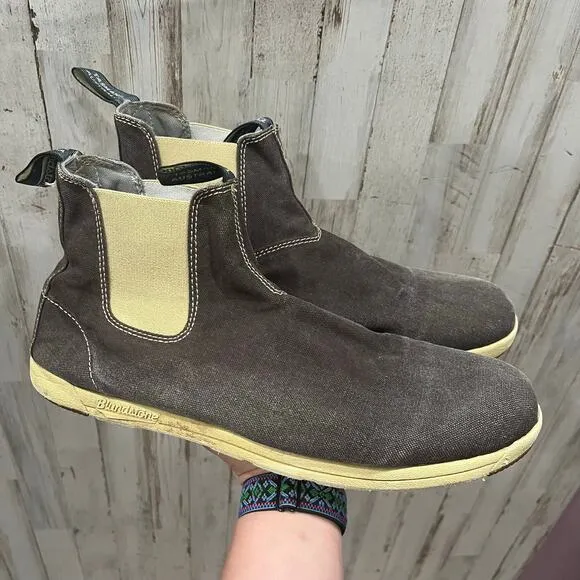 Blundstone Huckberry Brown Canvas Slip On Chelsea Boots Mens Size 13