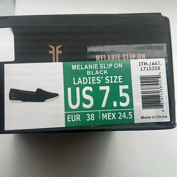 BNWT - FRYE MELANIE SLIP ON - BLACK LEATHER - 7.5