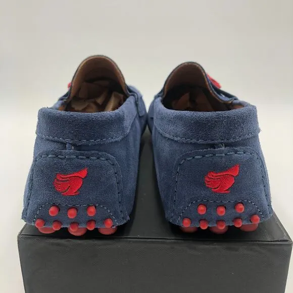 Bobbies Paris Loafers Men's Size 10 Blue Nubuck Red accents Comfort Slip on