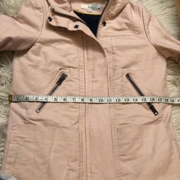 Boden Hooded Cotton Blush Pink Zip Up Button Thick Long Coat Jacket size 4