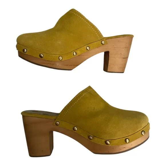 Boden Saffron Yellow Suede Claudette Clogs Size 39