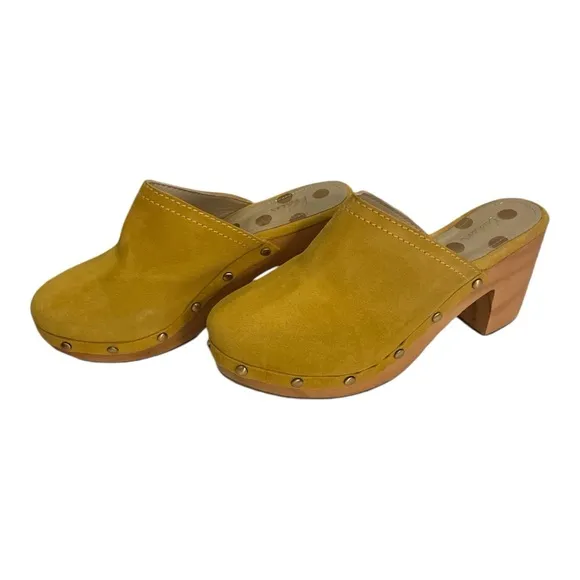 Boden Saffron Yellow Suede Claudette Clogs Size 39