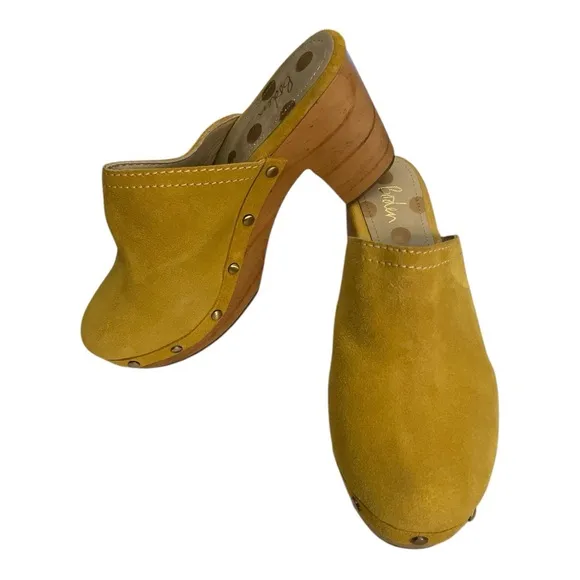 Boden Saffron Yellow Suede Claudette Clogs Size 39