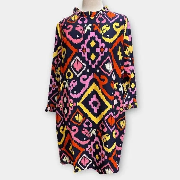 BOHO CHIC NWT Navy Geomatric‎ Daytime DressStyle 226573- size L- career office