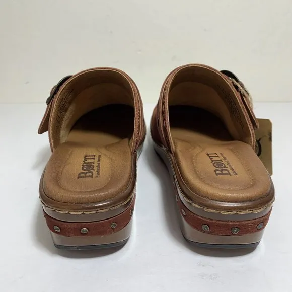 Born Banyan Clogs Suede Buckle Slip On Dark Brick Red Brown Size 6 NEW