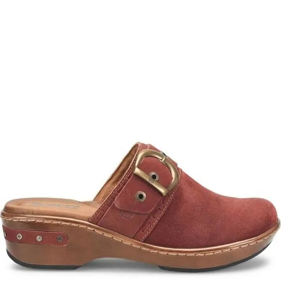 Born Banyan Dark Brick Distressed red suede leather clogs size 8 new!!!